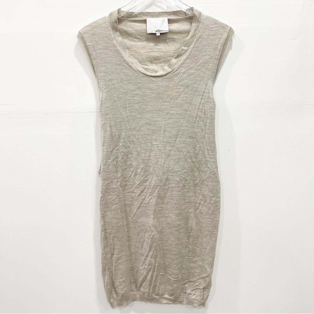 Philip Lim 3.1 Merino Wool Tie-Back Sleeveless Dress Tan Small